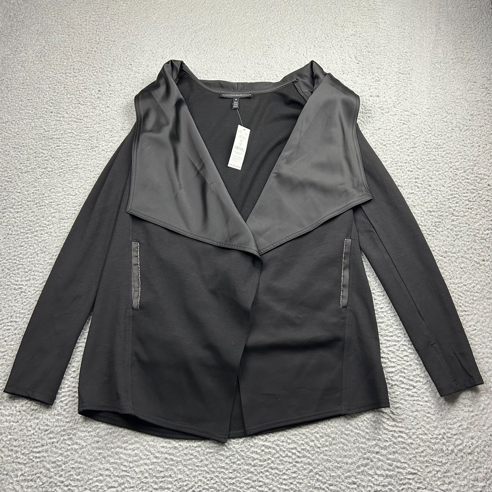 New White House Black Market Waterfall Coverup Womens Medium Black $110